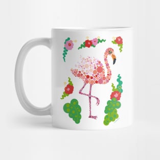 Pink Flamingo Graphic Design Circle Dots Bubbles Mug